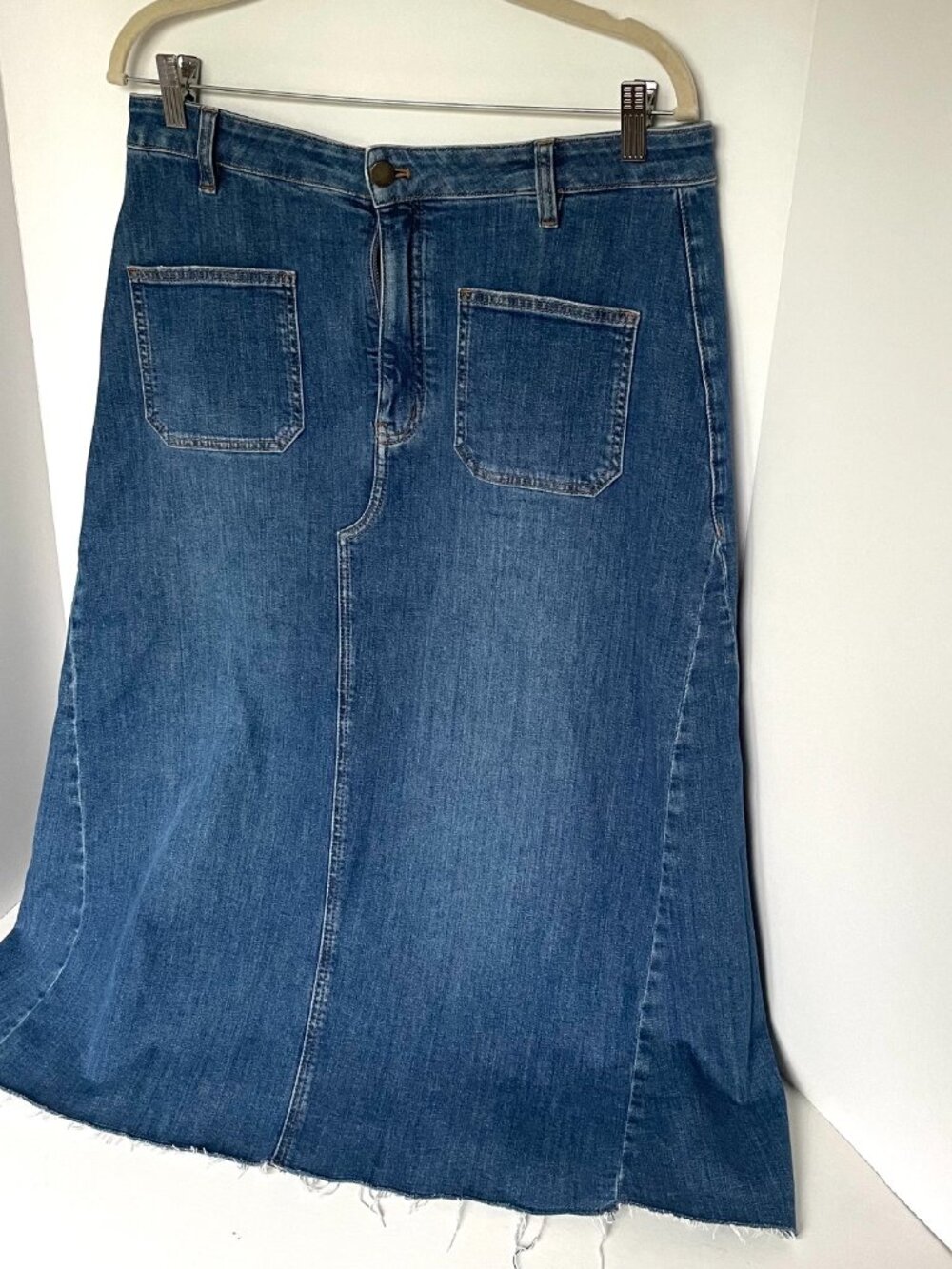 Contemporaine Vision by Simons Stretch Denim A-Line Midi Skirt 12 NWOT - Picture 4 of 8